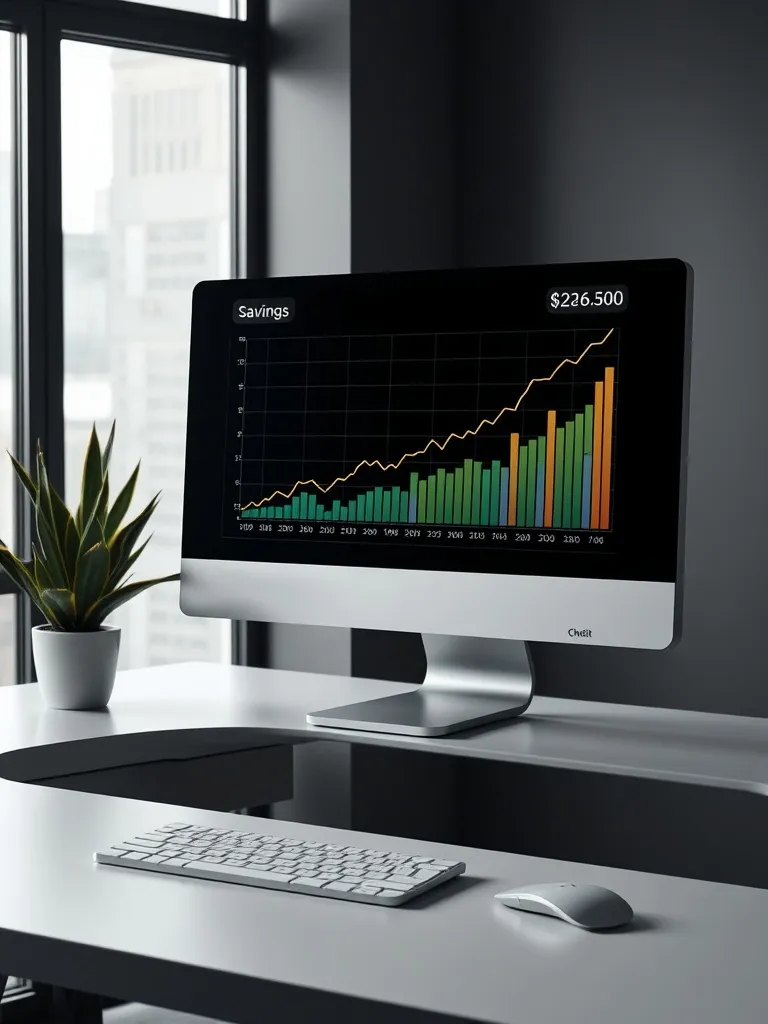A professional financial chart showing growth of savings on